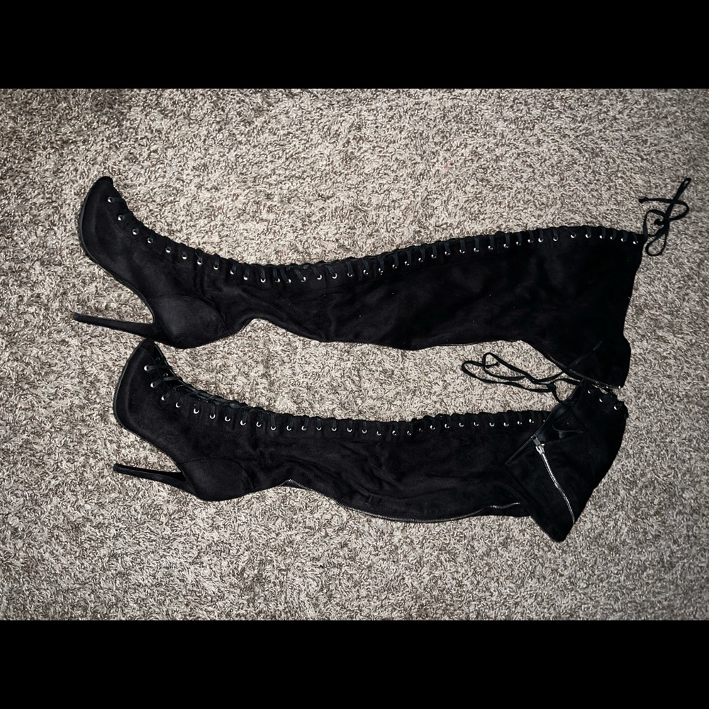 Thigh high lace up/zip up boots